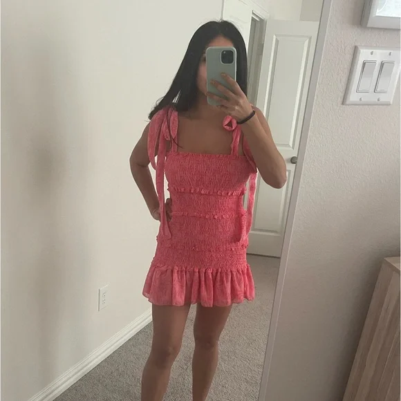 strapless open back dress Bow Ribbon Mini Dress